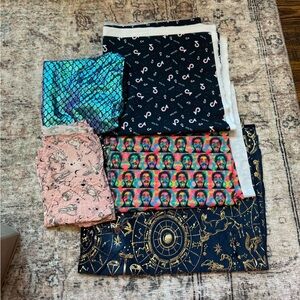 Random fabric, fabric pieces, patterned fabric, some are pre used, fabric yards